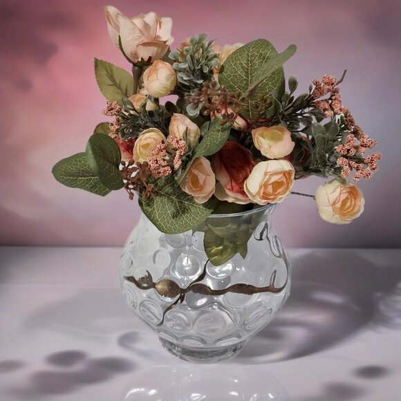 Coindotvase Other - Coin Dot Thumbprint Czech Clear Art Glass 7 inches Vase